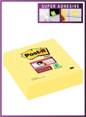 Produktbild von Post-it Haftnotiz Super Sticky Notes Maße: 101 x 101 mm (B x H) Farbe: gelb