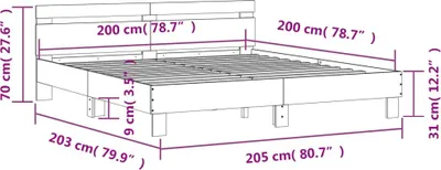 Produktbild von vidaXL Bettgestell mit Kopfteil und LED-Beleuchtung Sonoma-Eiche