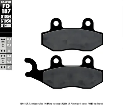 Immagine prodotto di Pastiglie freno Galfer FD187G1050 Semi-Metall SCOOTER posteriori per Benelli Hobby Macis, Generic Zion Keeway Outlook AC Peugeot Geopolis LC 125 / 150 cc