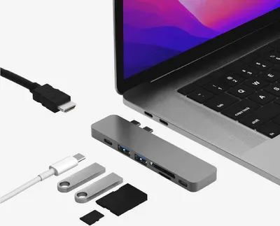 Produktbild von iMounts USB-C Hub für MacBook Air/Pro - HDMI, Thunderbolt 3, USB3.0, Laden - Space Gray