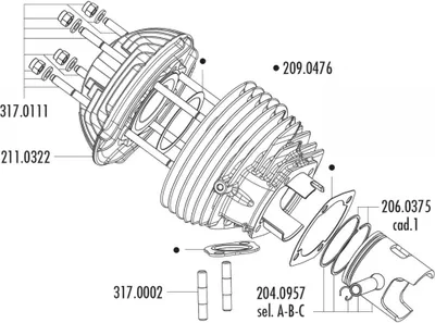 Immagine prodotto di Set di pistoni Polini 135mm 58mm (B) per Vespa 125 Primavera 2T, Primavera ET3 2T