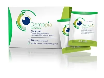 Zdjęcie produktu dla Demopia chusteczki sterylne do higieny powiek rzęs i twarzy 20szt