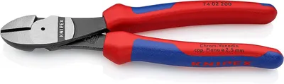 Produktbild von Knipex Kraftseitenschneider DIN ISO 5749 Länge 200mm schwarz atramentiert poliert 2K-Hüllen - 74 02 200 SB