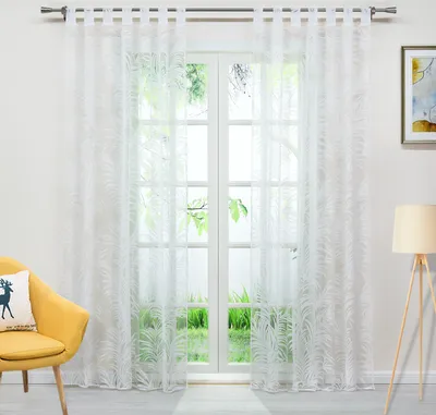 Produktbild von Joyswahl Vorhang (1 St) mit Schlaufen, Schlaufenschal Voile Ausbrenner Gardinen mit Blätter Muster, Weiß HxB 175x140 cm