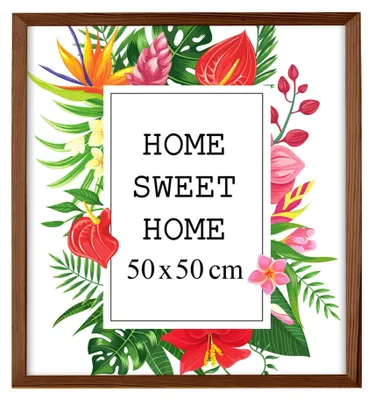 Produktbild von MG Design Braun Bilderrahmen 50 x 50 cm - Aus echtem Holz mit Acrylglas, zum Aufhängen & Aufstellen, für Fotos, Poster & Puzzle