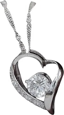 Produktbild von Edle Herzkette Herz Anhänger weisser Zirkonia Crystal mit Singapurkett