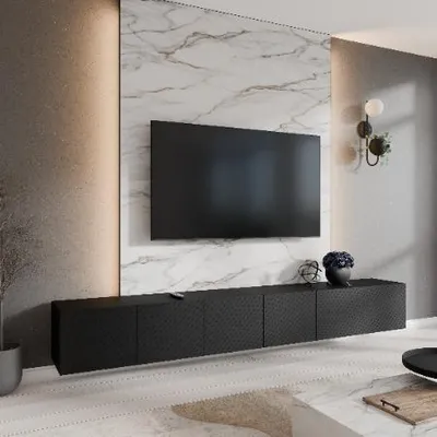Produktbild von Margaret Hadas24 TV-Schrank Nicole Fernsehschrank TV-Lowboard 300 cm Hängend modernes Design Wohnzimmer Wandmontage, TV Möbel schwarz, schwarz
