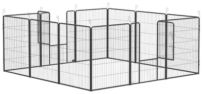 Obrázok produktu pre PawHut ohrada pre šteniatka, výška 100 cm, 12-dielna, skladateľná ohrada pre šteniatka s 2 dvierkami, sivá