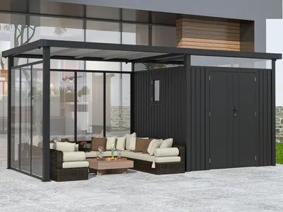 Produktbild von Metall Gerätehaus Modell Style 4,45 m² Spar-Set 5 Anthrazit