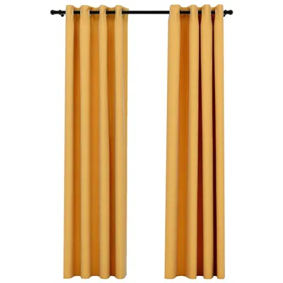 Produktbild von vidaXL Verdunkelungsvorhänge Ösen Leinenoptik 2 Stk. Gelb 140x225 cm
