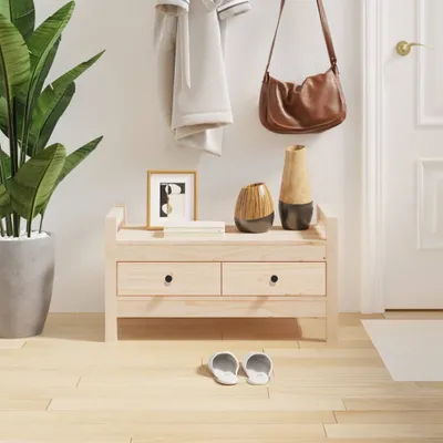 Produktbild von The Living Store Flurbank 80x40x43 cm Massivholz Kiefer