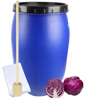 Zdjęcie produktu dla Zestaw Do Kiszenia Kapusty Beczka 120L Worek + Tłuczek Zakrętka Sterk