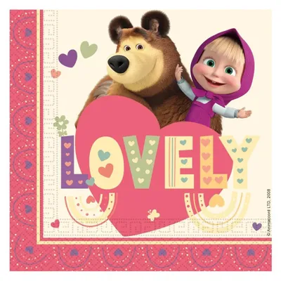 Produktbild von Mascha und der Bär Sweet Heart Serviette 20 Stk. 33x33 cm