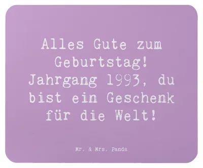 Produktbild von Mr. & Mrs. Panda Mauspad Spruch 1993 Geburtstag - Lavendeltraum - Geschenk, Alles Gute zum, Happy Birthday, Alter, mousematte, laptop mousepad, liebevolle Geschenke
