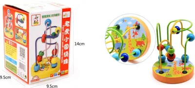Immagine prodotto di Labirinto in legno con palline colorate - Giocattolo educativo, 14 cm