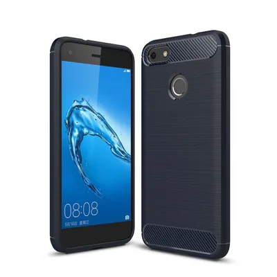 Productafbeelding van Beschermhoesje voor de Huawei Y6 (2017), telefoonhoesje, carbonlook, blauw