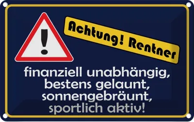Produktbild von vianmo Blechschild 12x18 cm Achtung Rentner Warnschild Hinweisschild Sicherheit Vorsicht