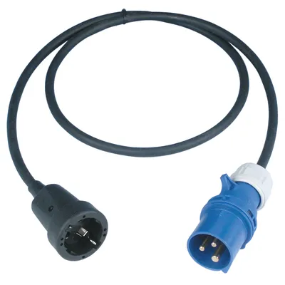 Produktbild von REV Caravan Adapter | Schutzkontaktkupplung und CEE-Stecker | IP44 | 1,5m | 3500W | schwarz