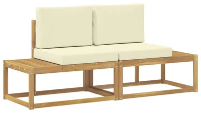 Image de Canapé d'extérieur vidaXL avec 2 coussins, blanc, bois massif d'acacia