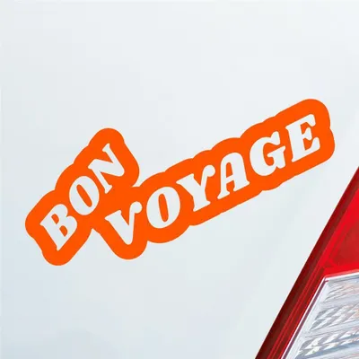 Produktbild von Auto Aufkleber Bon Voyage Gute Reise Urlaub Travel Holiday Car 19x8 cm Orange Sticker Heckscheibenaufkleber