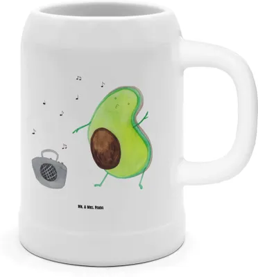Produktbild von Mr. & Mrs. Panda Krug Avocado Tanzen - Weiß - Geschenk, Keramikkrug, Party, Bier Humpen, Steinkrug, Musik, Seidel, Bierbecher, Singen, Fröhlich