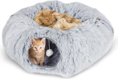 Produktbild von Freetoo Katzenbett, Tiertunnel, Katzentunnelbett Plüsch Katzentunnel Große Katzen, mit Faltbarem Rohr und Abnehmbarer Matte undSchüttelbällen