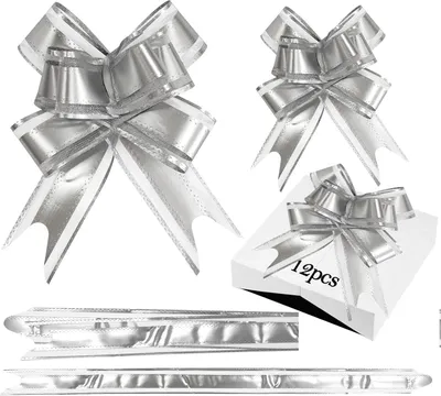 Productafbeelding van Set van 12 cadeauversieringen, twee maten, zilverkleurig
