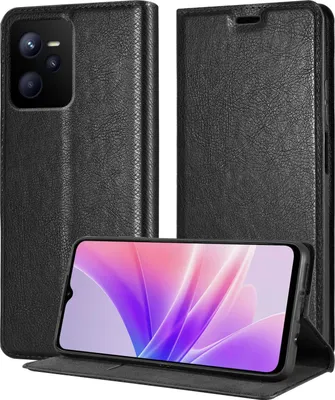 Produktbild von Cadorabo Hülle für Realme C35 / Narzo 50A PRIME in NACHT SCHWARZ Schutzhülle mit Magnetverschluss, Standfunktion und Kartenfach Flip Case Cover Etui Handy Klapp Hülle Book Tasche