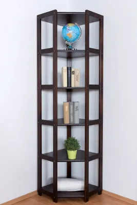 Produktbild von Regal / Eckregal Kiefer massiv Vollholz Walnussfarben Junco 58 - Abmessungen: 200 x 71 x 54 cm (H x B x T)