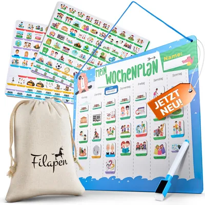 Montessori Wochenplaner für Kinder, 209 Magnete, beschreibbar