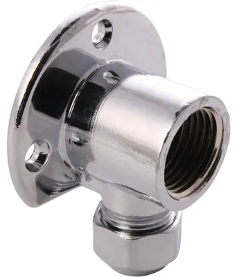 Productafbeelding van Boogstuk met vrouwelijke schroefdraad en flens, verchroomd messing, 10 x 1/2"