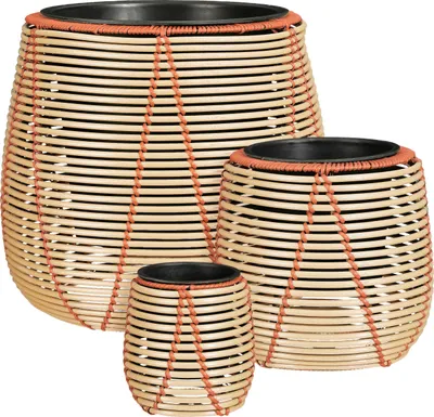 Image de Mica Decorations Pot de fleurs Cancun - 45x45x40 cm - Plastique recyclé - Beige - Set de 3
