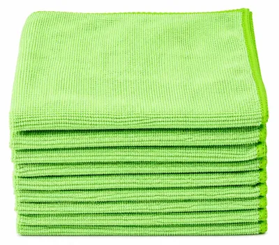 Zdjęcie produktu dla Ściereczki z mikrofibry York do okien, luster, kuchni i samochodu, kolor zielony, 10 sztuk
