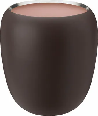 Produktbild von Stelton Vase Ora Groß, Dekovase, Blumenvase, Edelstahl pulverbeschichtet, Dark Powder, Powder, 20 cm, 109-1