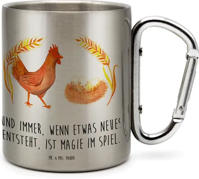 Produktbild von Mr. & Mrs. Panda Thermobecher Huhn Stolz - Transparent - Geschenk, Teetasse, Eier, Reisebecher, Hof, Spruch, Hahn, Becher Aus Edelstahl, Bauernhof, thermotasse