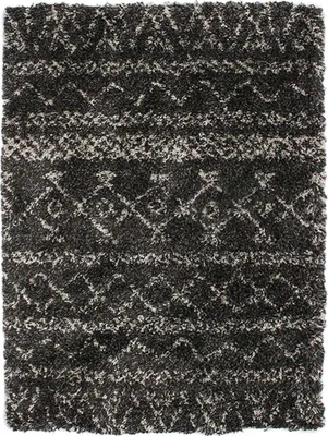 Zdjęcie produktu dla Czarny dywan shag z motywami etnicznymi 133x190