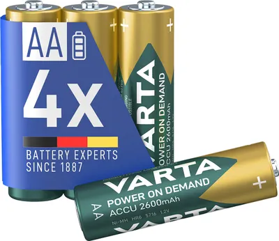Image de Piles AA VARTA, rechargeables, lot de 4, technologie Power on Demand