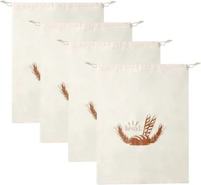 Produktbild von Natürliche Linnen Brotdose 4er Set, herstellbare Lebensmittelbehälter, für selbstgebackenes Brot, hält Brot frisch, Beige