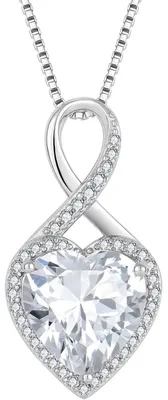 Produktbild von Unendlichkeit Kette Damen 925 Sterling Silber Herz Geburtsstein Zirkonia 45+3 cm
