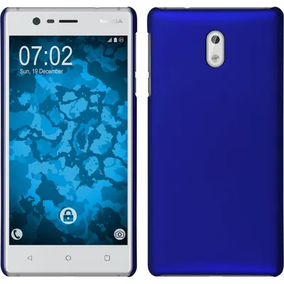 Produktbild von PhoneNatic Case für Nokia 3 Hülle blau gummiert Hard-case für 3 + 2 Schutzfolien