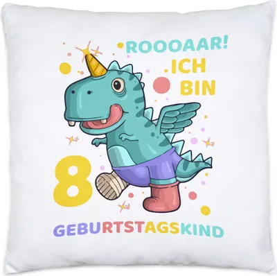 Produktbild von Roooaarr Ich Bin 8 Kissen Inkl Füllung Dinosaurier Dino T-Rex Geburtstag Kindergeburtstag
