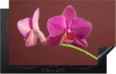 Produktbild von KitchenYeah© Herdabdeckplatte Blumen - Orchideen - Rosa , 83x51cm, Küche Deko, Glaskeramikkochfeld Herdabdeckung, Abdeckplatte fùr Kochfeld