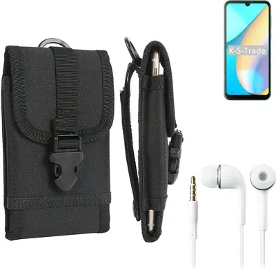 Produktbild von K-S-Trade Holster Schutz Hülle kompatibel mit Blackview OSCAL C20 Pro Gürteltasche Handy Hülle Tasche outdoor Seitentasche schwarz 1x + Kopfhörer