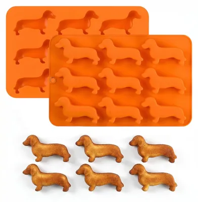 Dackel-Eiswürfelform aus Silikon, 2 Stück, 21,2 x 13,4 cm