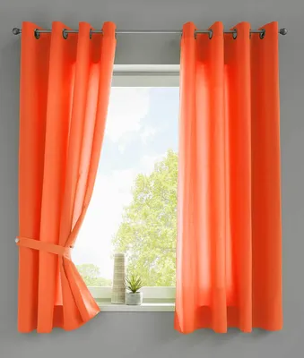 Produktbild von 2er Set Vorhänge Schal Ösen »Berlin« HxB 175x140 cm Orange Blickdicht Microsatin Lichtdurchlässig Uni Matt 20405N2