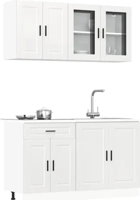Produktbild von Hochwertig 4-tlg. Küchenschrank-Set Kalmar Hochglanz-Weiß Holzwerkstoff 3314873