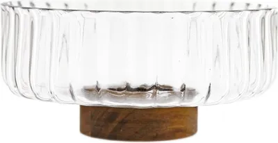 Image de Luana Bowl Medio : bol en verre et bois d'acacia - bol de service et de décoration, 21 x 9,5 cm