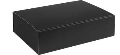 Produktbild von Geschenkbox aus offener Wellpappe, Geripptes Karton SCHWARZ, Format 25,5x18x7cm, 50 St.