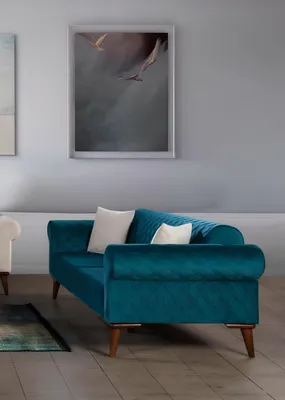 Produktbild von turkis Dreisitzer Samt Couch Wohnzimmer Couchen Sofa Elegante Sitzmöbel Sofa
