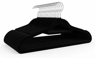 Produktbild von Famanu Fluwelen Kleiderbügel – Antislip und platzsparend – 20 Stück – Schwarz
